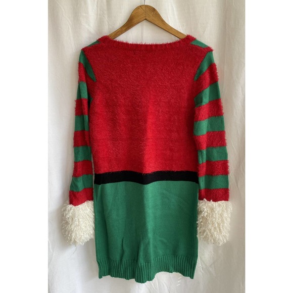 UNITED STATES Sweaters Ugly Christmas Sweater Dress Tunic Fuzzy Elf Size S - Picture 3 of 4